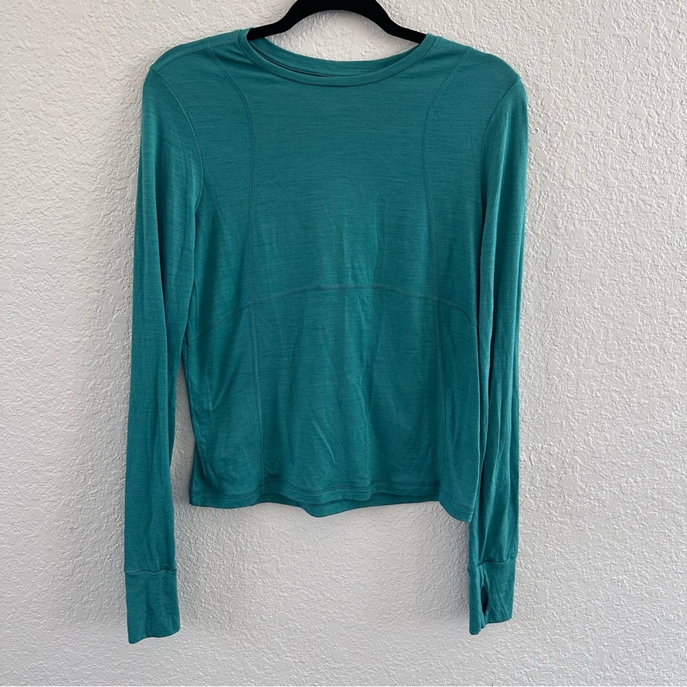 Sweaty Betty Teal Long Sleeve Performance Top Thumbholes Size 8